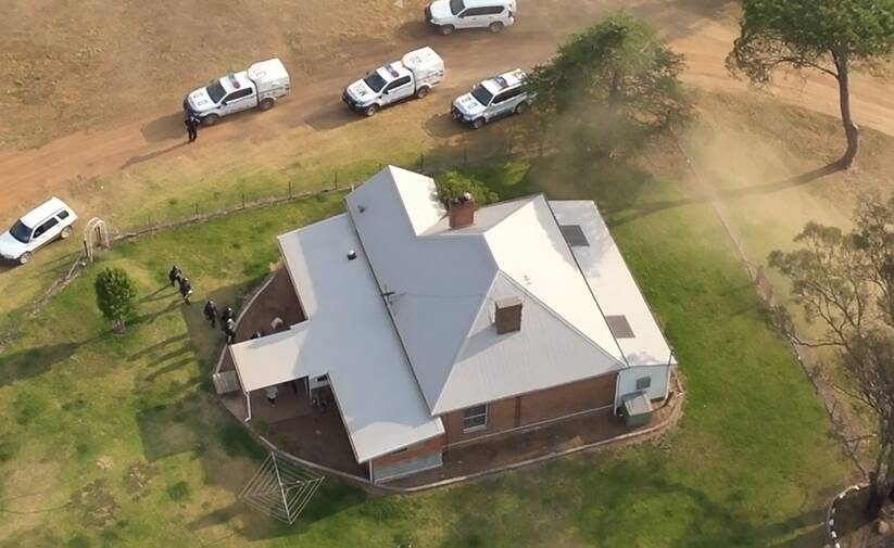 Police search a property in Menah, outside Mudgee after David Collison was reported missing. Picture via NSW Police