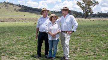 Chairman of Squadron Energy's parent company Andrew Forrest with the landholders whose property the Uungula Wind Farm will be built on. Picture by Belinda Soole