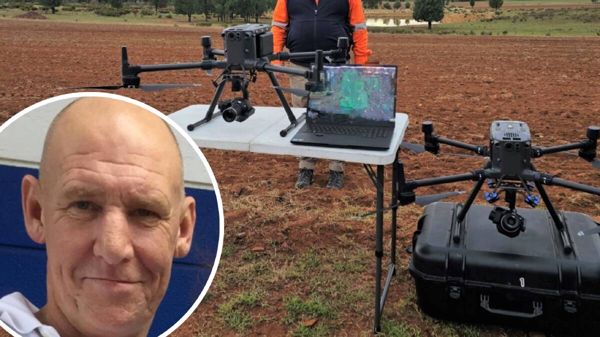 Police used drones to search a property in Mendooran for information about James Hunter, who has been missing since 2020. Picture supplied