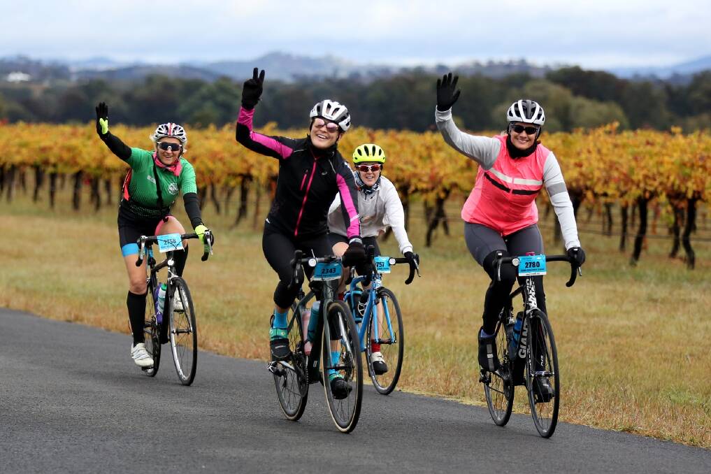 Cyclists riding through the picturesque landscape of Mudgee for the Mudgee Classic. Picture by Col Boyd
