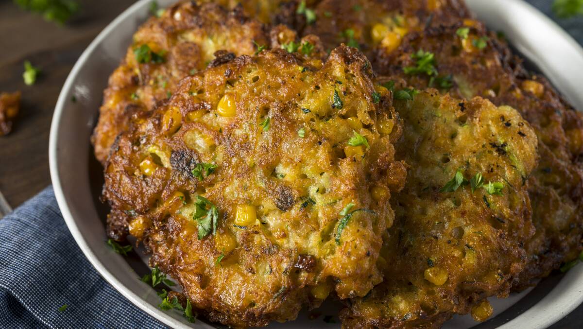 Sweet Corn Fritters: A good lunch dish for 2 or 3 with salad, a lunchbox filler or side dish. Also good eaten cold. CWA of NSW Product of the Week.