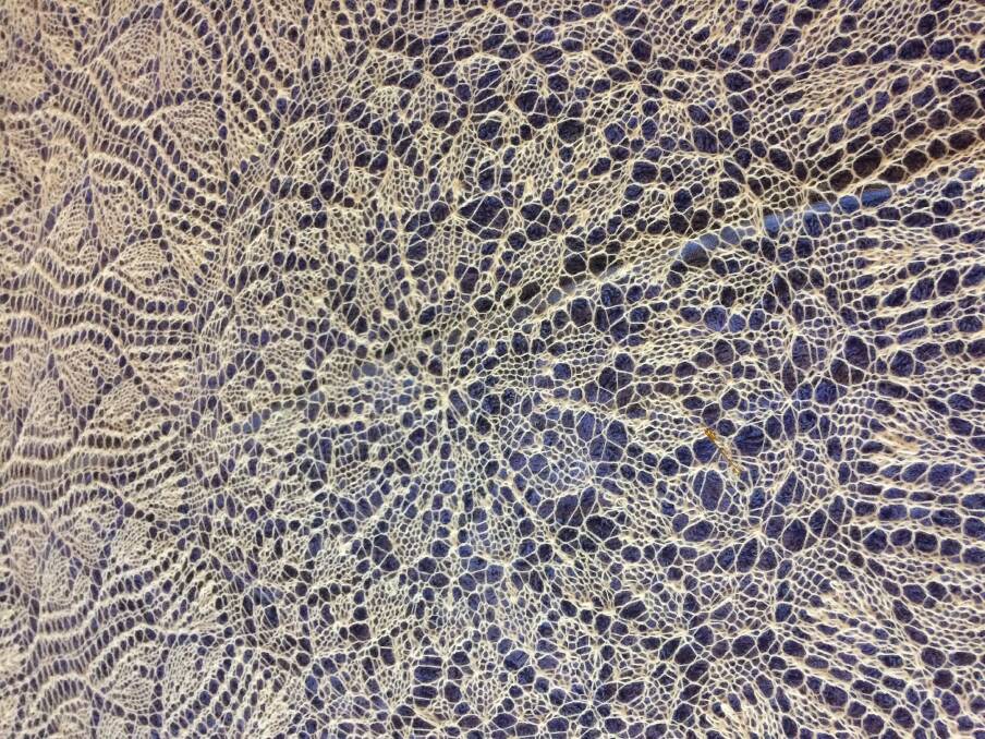 Beautiful: Gemma Braiding’s Shawl – close up ‘Cabinet of Excellent’ fine lace shawl. The seven feet in diameter shawl took a staggering 2km of yarn.
