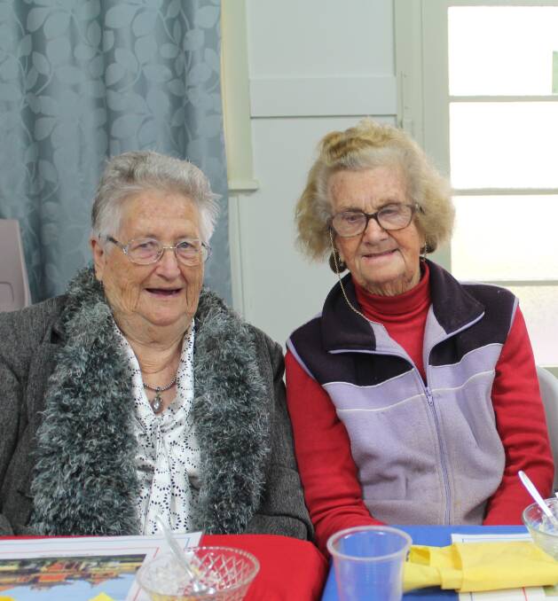 International: Nellie O’Brien and Betty Davies enjoy a lunch of traditional Mongolian dishes.