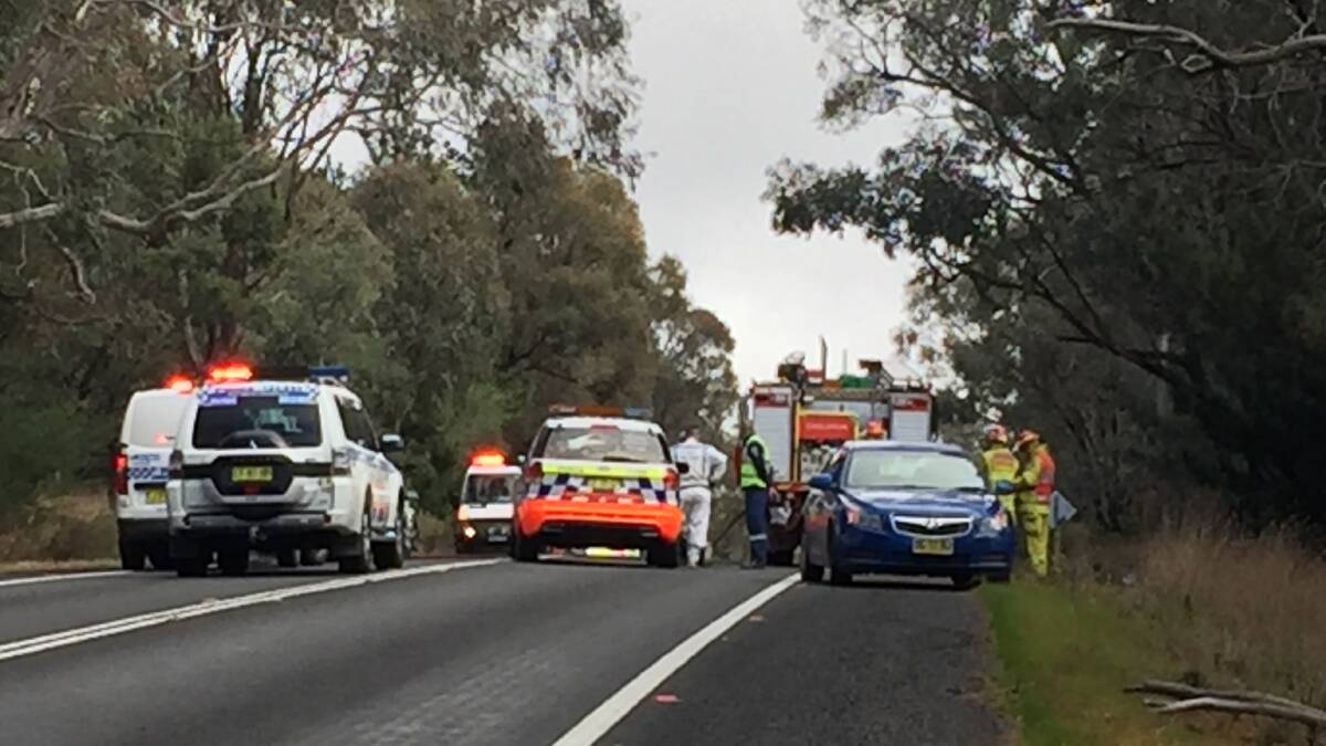 FATAL CRASH: Emergency services at the scene of a fatal crash west of Bathurst, just past the Beekeeper's Inn. The driver of the silver sedan died at the scene.