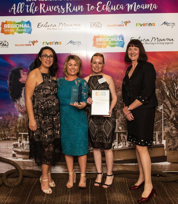 GOLD: Mudgee Region Tourism's Caron Reynolds, acting CEO Leianne Murphy with Kylie Barber and Murray River Council general manager Margot Stork. Photo: The Art of Zowie Photography.