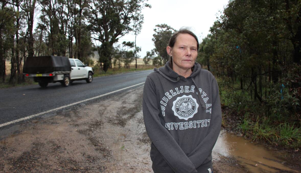 BLACK SPOT BATTLE: Goolma Road resident Trish Murray has come across several accidents and had to drive home to get service to contact emergency services. 
