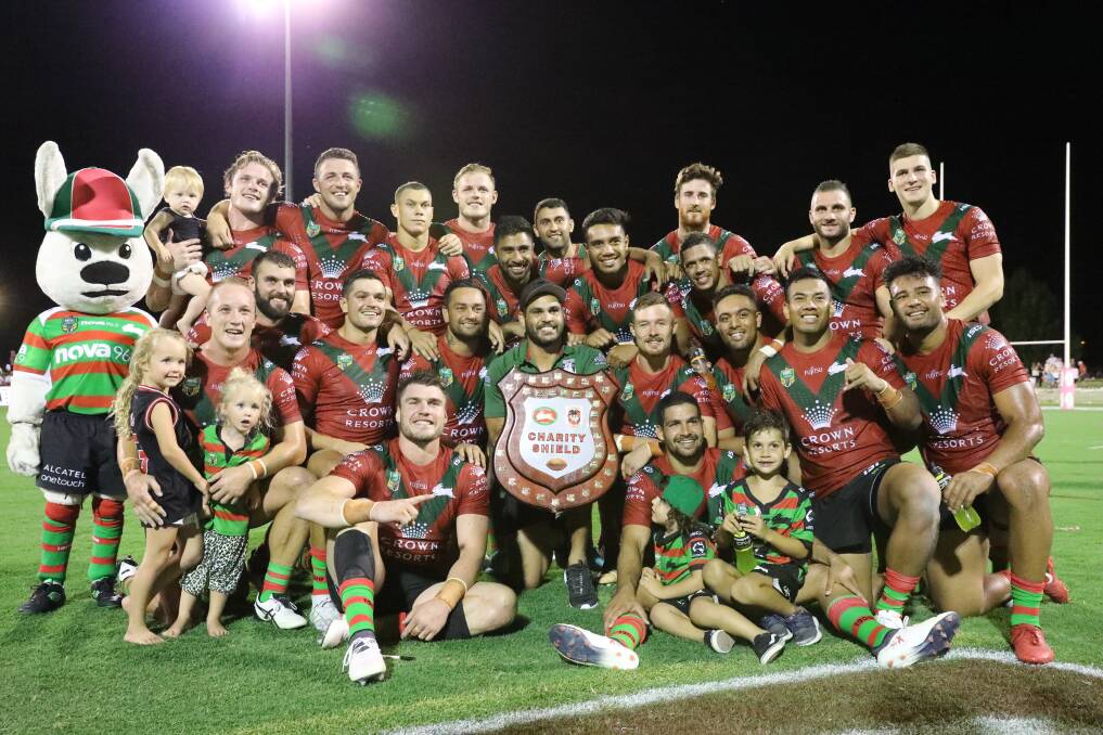 WINNERS: The 2018 Charity Shield Winners, the South Sydney Rabbitohs will take on the Dragons in the next Charity Shield fixture on Saturday, March 2. Photo: Simone Kurtz