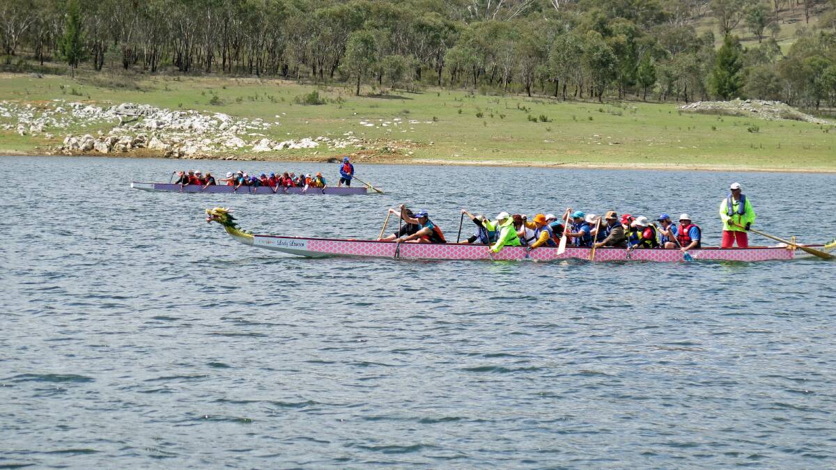 DRAGONS: First attempt at the Dragon Boat Challenge. Photo: Supplied