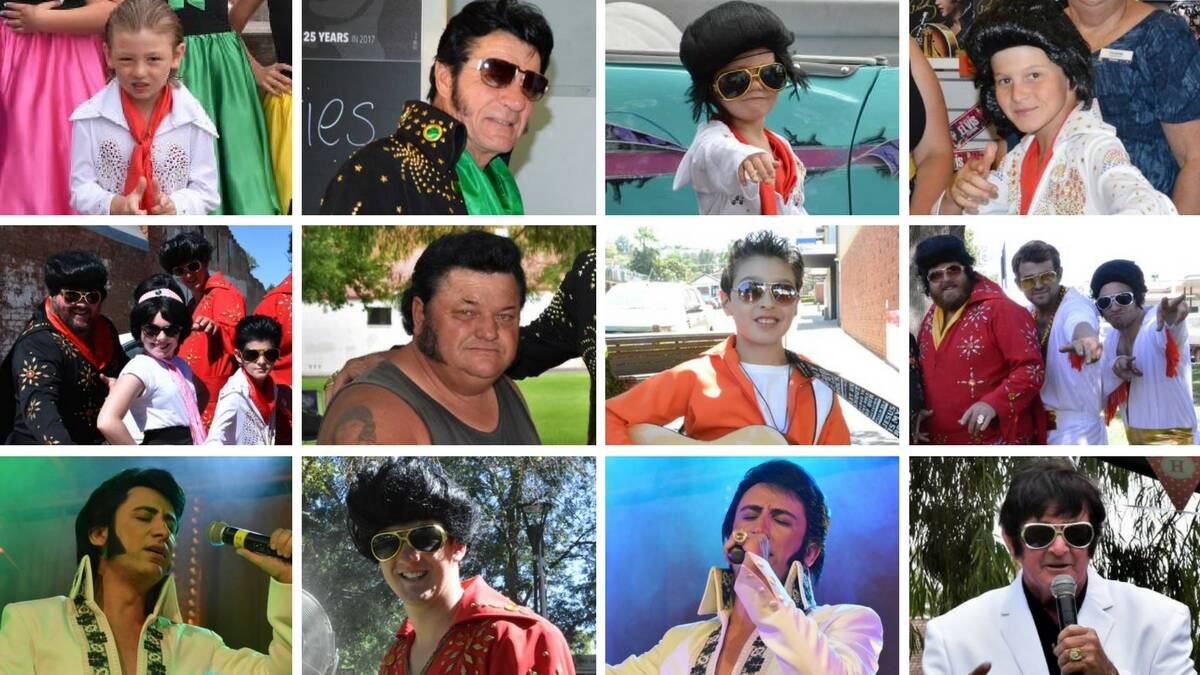 The many faces of Elvis, as will be seen at the 2018 Parkes Elvis Festival. 