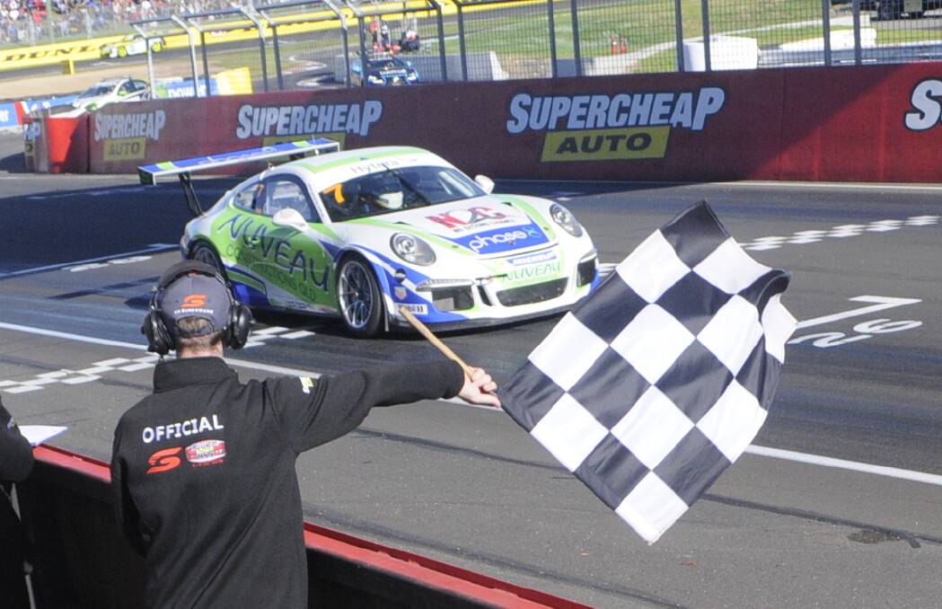 PERFECT RUN: Matt Campbell won all three Porsche Carrera Cup races staged at Mount Panorama. Photo: CHRIS SEABROOK 100816cup1