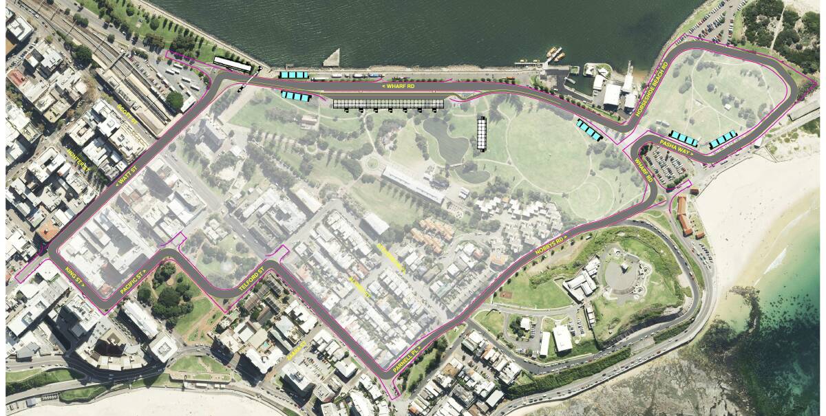 GET SET: The proposed route for the 2017 season-ending Supercars race. After months of speculation Premier Mike Baird will announce on Tuesday that the race will be held in Newcastle on an East End street circuit. PICTURE: Supplied