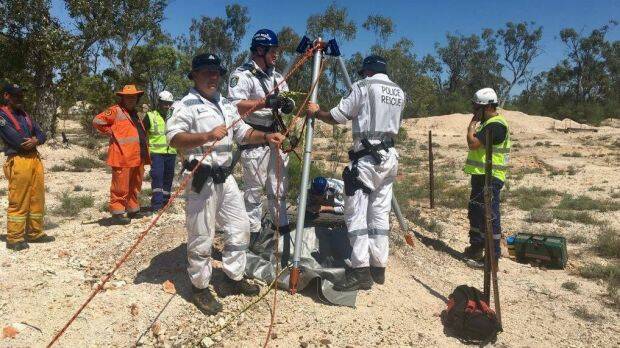 On Sunday police rescued a woman who fell down a mine shaft in Lightning Ridge. Photo: NSW Police
