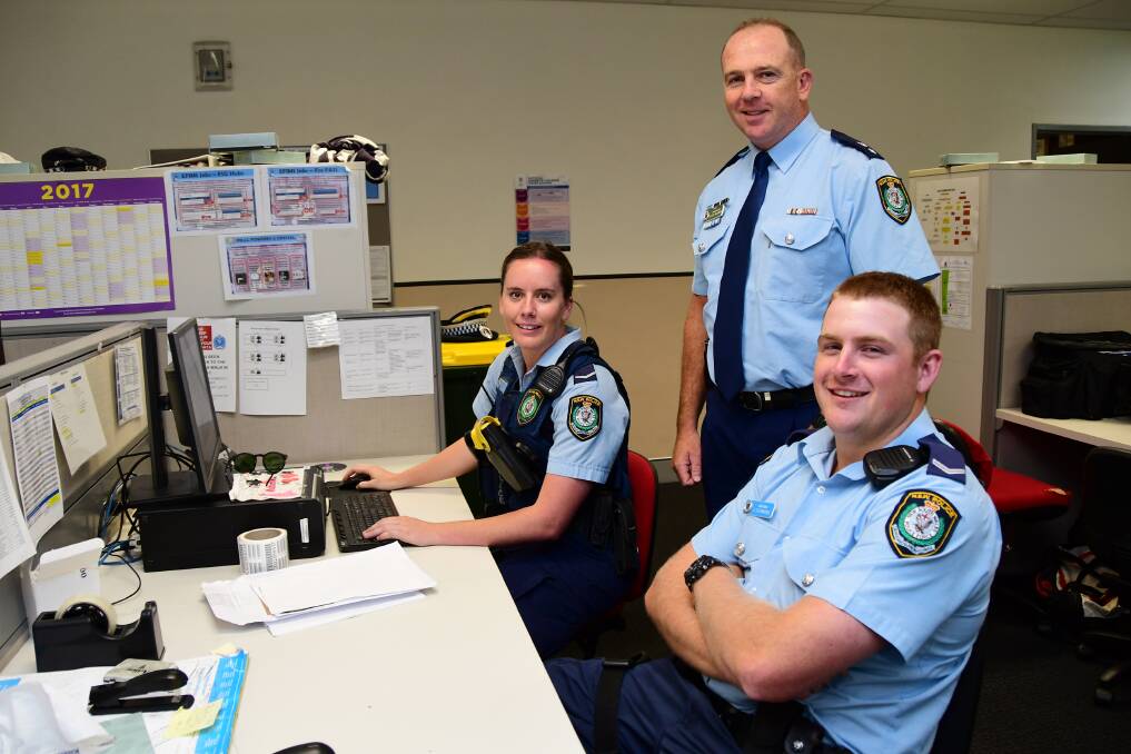 ON DUTY: Superintendent Peter McKenna with constables Kellyann Grayson and Jordan Flemming at Dubbo Police Station. Photo: BELINDA SOOLE