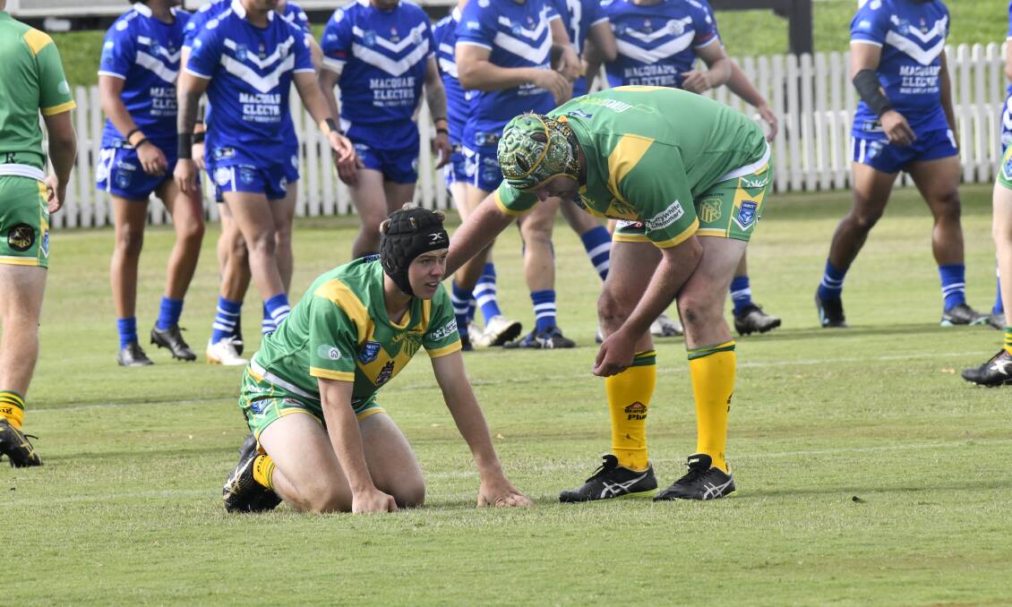 Liam Wilson (on ground) and Cam Jones were part of an Orange CYMS side which was brought to its knees in 2023 after a mass exodus of players. Picture by Riley Krause