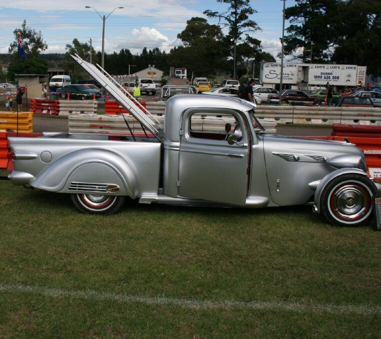 Custom hot rod-pickup concept car made from over 60 cars as a tribute to Billy “The scar” Swillborne.