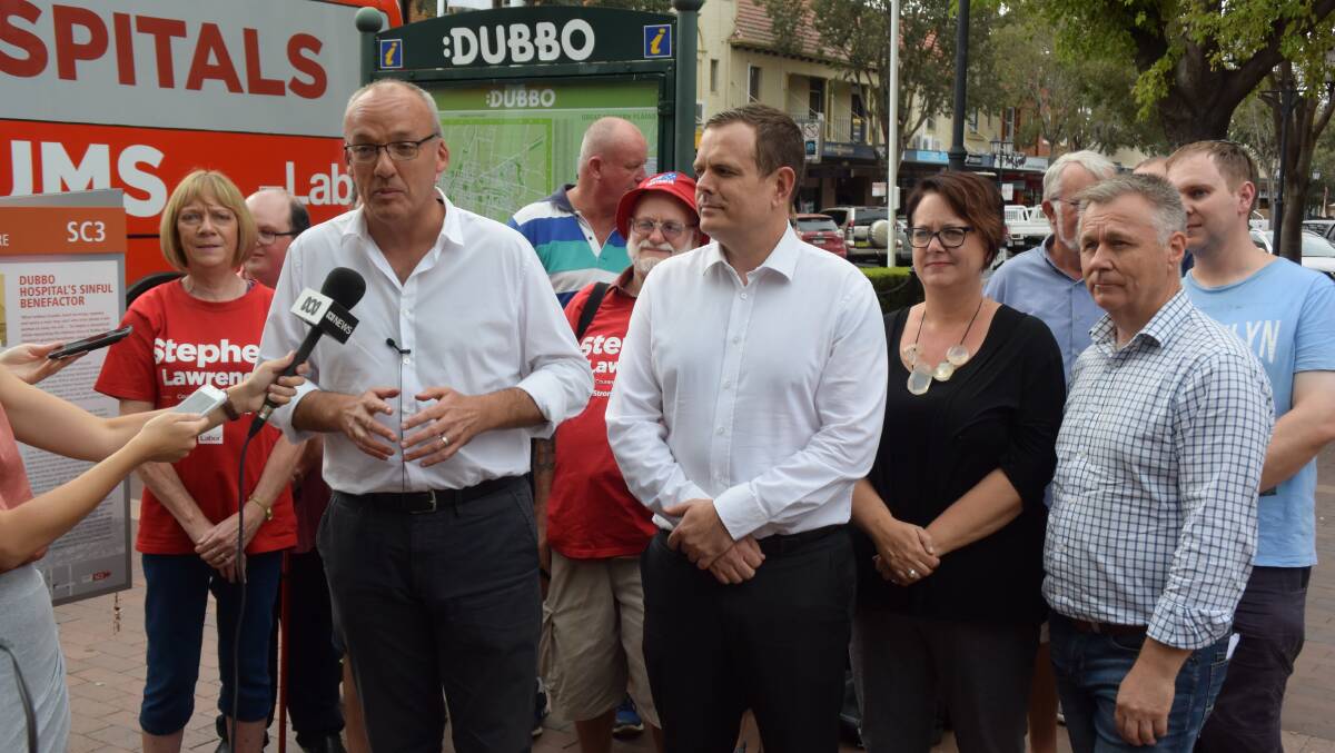 In the fight: Opposition Leader Luke Foley, surrounded by MPs and Labor supporters in Dubbo, said he was optimistic about his party's chances in the Central West at the 2019 election.
