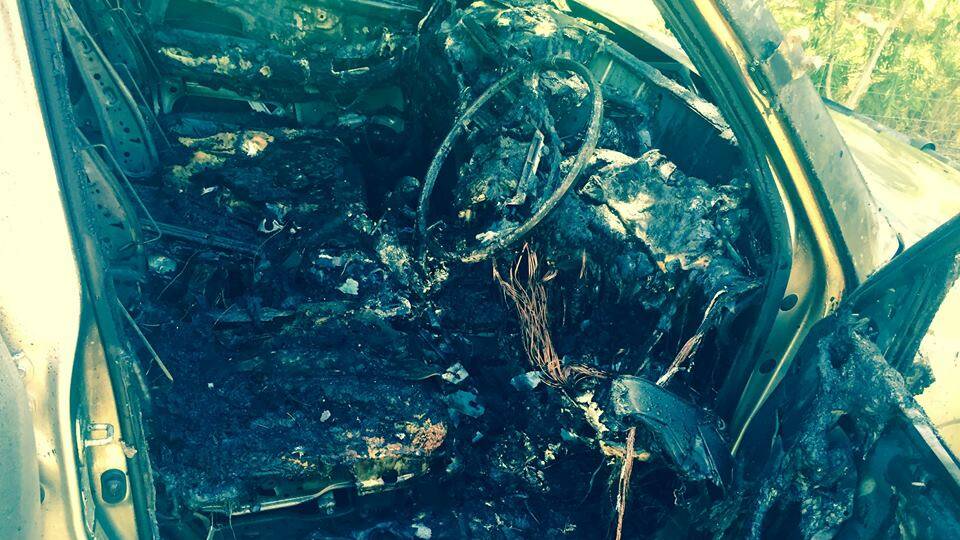 BURNT-OUT: A fire destroyed the Carr family's Toyota Prado on December 29.