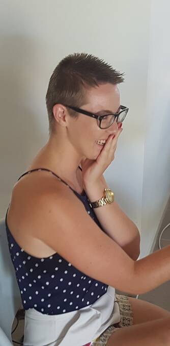 THE CHOP: The Mudgee Guardian's Paige Sales shaved her head for the Leukaemia Foundation on Saturday. Photo: SUPPLIED