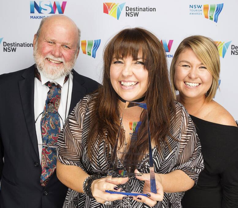 From left: Mudgee Region Tourism chairman Russell Holden, CEO Cara George and Acting CEO Leianne Murphy at the NSW Tourism Awards.