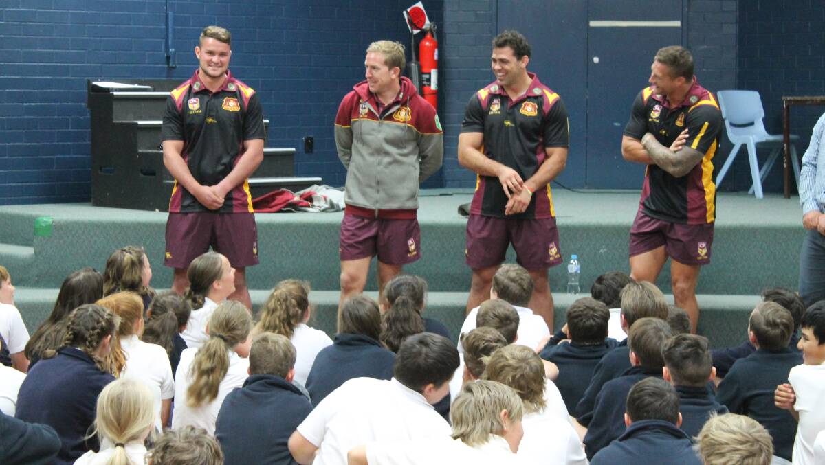 Q AND A: Country Origin players Joe Stimson, Mitch Aubusson, Dale Finucane, and Tariq Sims at Mudgee High School.