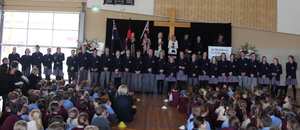 SCHOOL FIRST: St Matthew's held an all school assembly last week to farewell their first ever Year 12 year group.