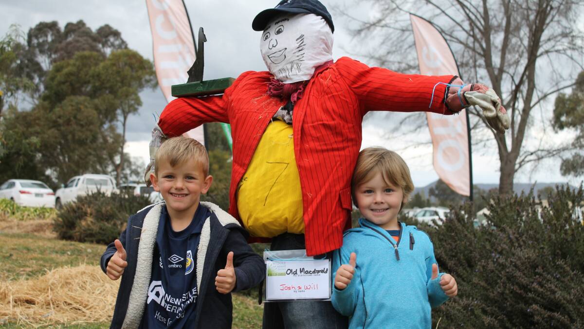 THUMBS UP: Josh and Will's scarecrow won second place in the Friday competition. 