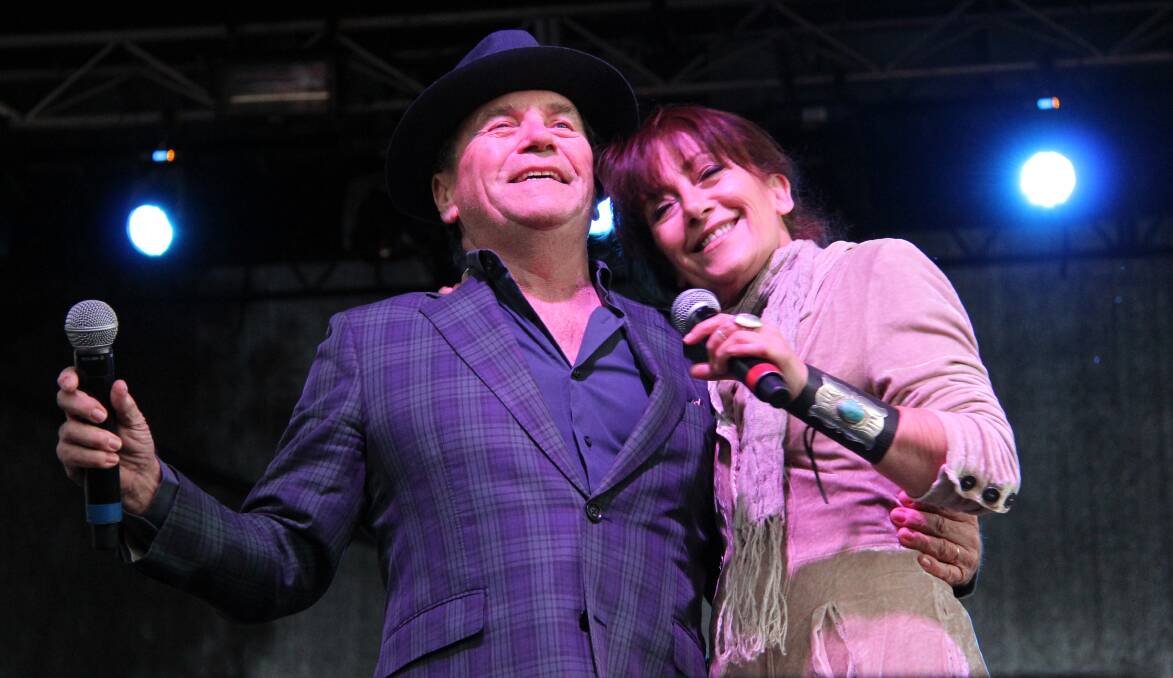 GO WAY BACK: Glen Shorrock and Wendy Matthews after performing 'Going Back' at A Day On The Green on Saturday. Photo: Simone Kurtz.