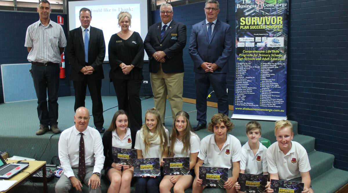 SURVIVOR TRAINING: The ‘Survivor Life Skills’ programs, presented by Howard Smith of The Business Concierge (back, second from left) were held at Mudgee High School on Wednesday.