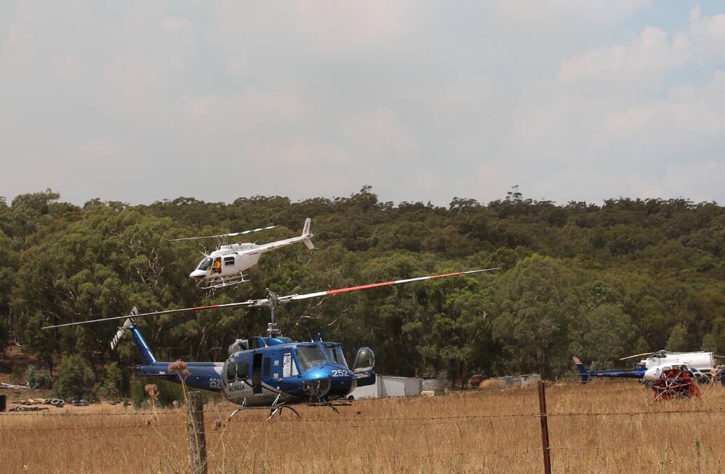 TAKE OFF: This paddock has become the helipad for the Kains Flat bush fire.