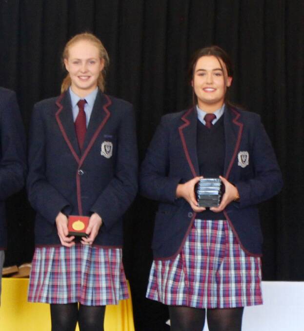 TOP NOTCH: Emma McCarthy-North and Isabella Harris were among St Matthew's top achievers in the HSC.