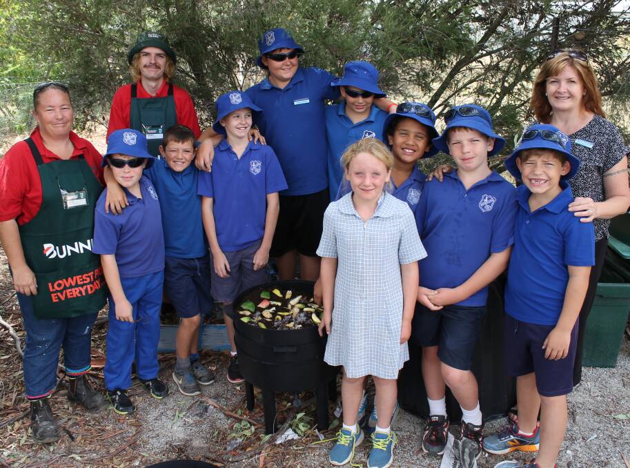 JOB DONE: Lue Public School following the assembly of their new worm garden.