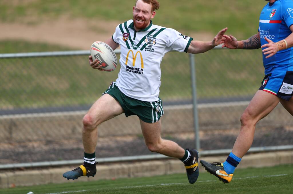 ON THE BOARD: Gulgong's Brad James scored a try for Western in their win over Italy at Bathurst. Photo: Phil Blatch.