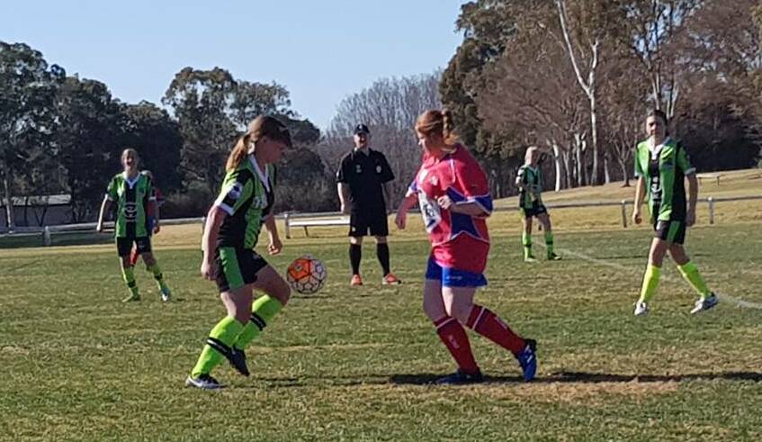 HOME WIN: The North West Falcons ladies scored a landslide 14-nil win in Gulgong on Sunday.