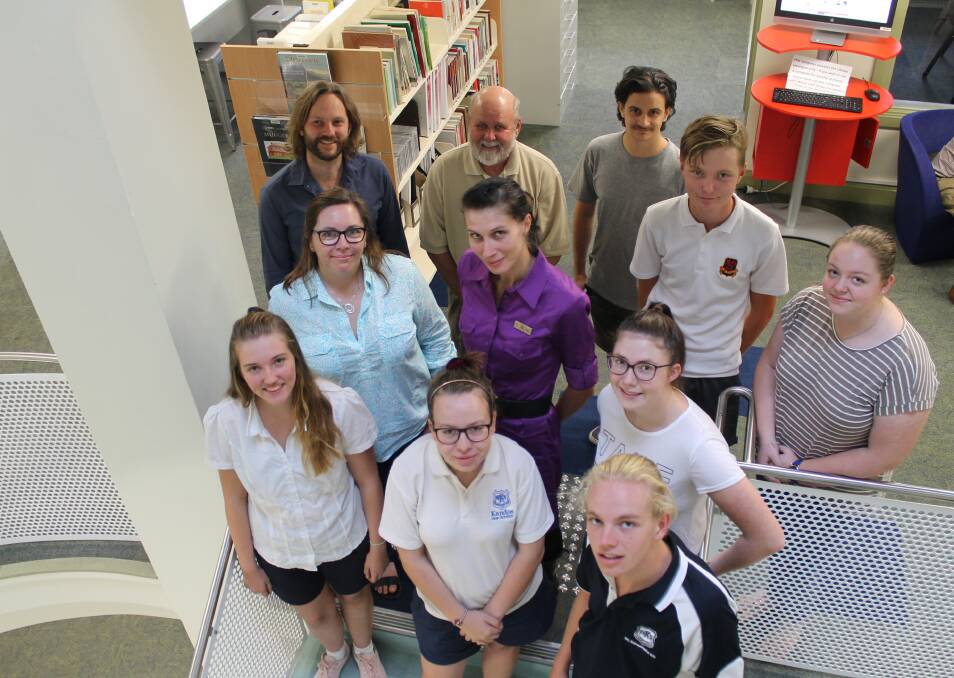 New Youth Officer Sam Sbisa (centre), pictured with Cassie Jones (KEPCO Bylong), councillors Sam Paine, Russell Holden and Alex Karavas, with youth councillors Brody Mundey, Angus Blackwell, Emma Wisser, Aliya Della Libera, Evie Endacott, and Nicola Hayes-Weber.