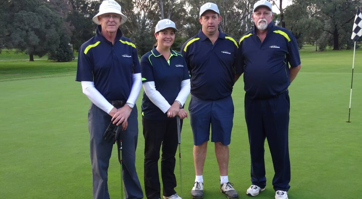 HANDY LOT: John Osborne, Kelly Lucas, Joshua Campbell and Jeff Williamson, the finalists in the first Mudgee Handiskins Final played on Sunday.