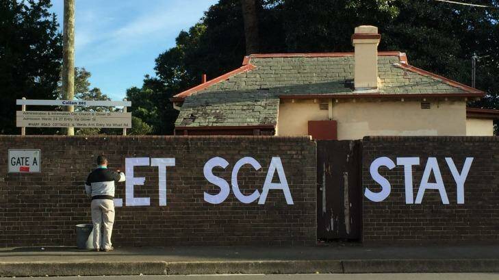 Protest graffiti outside the Sydney College of the Arts. SCA students are unhappy about the decision to close the arts school.  Photo: Kelsey Munro