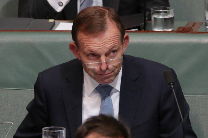 Tony Abbott during question time at Parliament House in Canberra on Wednesday 9 August 2017. Fedpol. Photo: Andrew Meares 