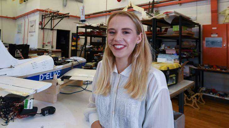 Caroline Hamilton Smith at the University of Sydney school of aeronautical engineering. Photo: Peter Rae