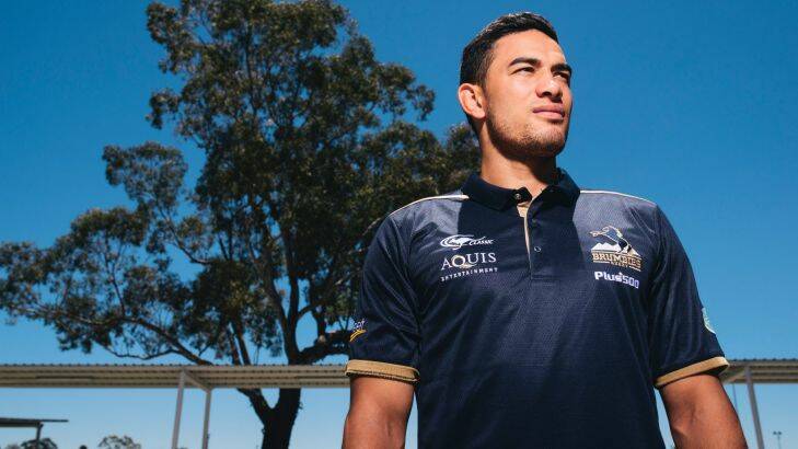 Brumbies' latest recruit Wharenui Hawera at Brumbies HQ on Thursday.