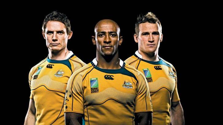 Time to make amends: Stephen Larkham, George Gregan and Matt Giteau, pictured in 2007. Photo: Supplied