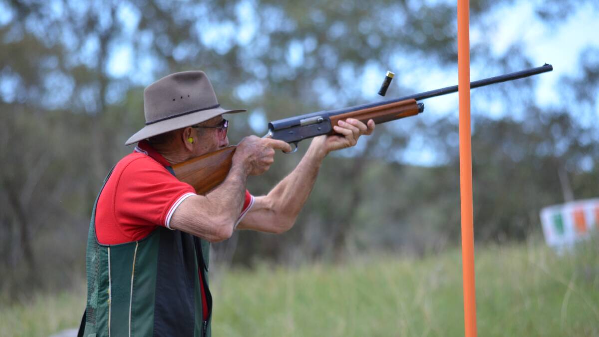 OUT OF THE BARRELL: Wollongong’s David Brenton fires a shot at a clay target during the Australian Sporting Clays Championships at Windamere Shooting Complex on the weekend. Photo: BEN HARRIS	 171014bhshooting0951