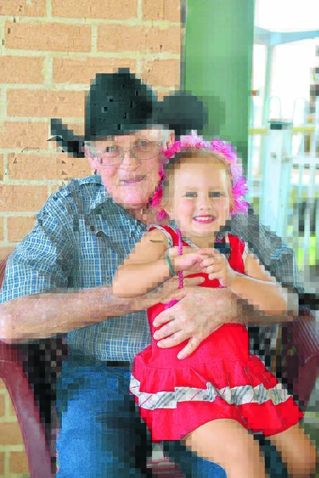 Local trainer Max Crockett, pictured with his granddaughter Grace had his first win at Mudgee on Sunday since recovering from surgery.