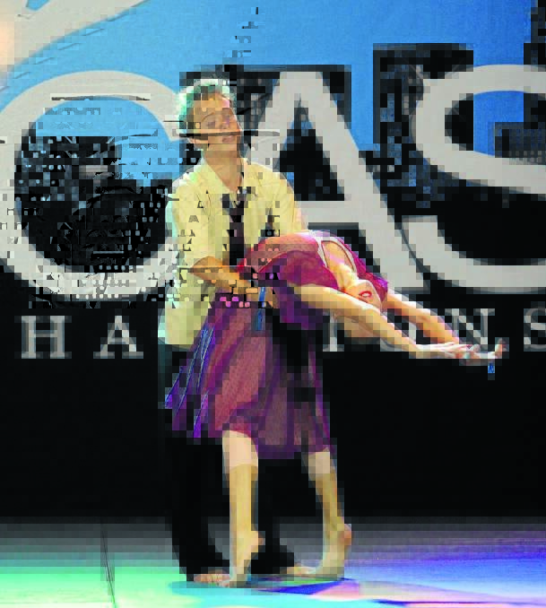 Oliver Sievers and Bella Keenan in performance at the recent Showcase National Dance Championships, where they placed second in the Lyical Duo section. 	
