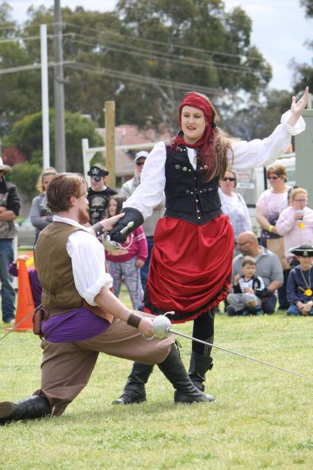 Kathleen Kennedy of Swordplay brought her opponent to his knees during the Kandos Pirate Festival.