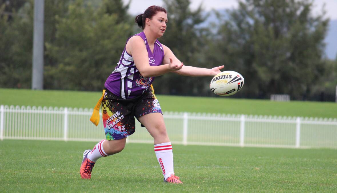 Mudgee Dragons' Kim Sharp in the club's inaugural women's league tag match on Saturday at Glen Willow Regional Sporting Complex. PHOTO: DARREN SNYDER