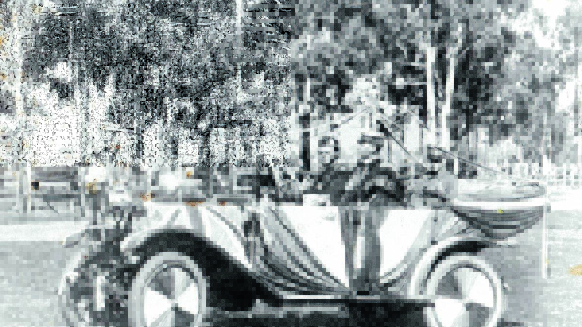 DECORATED TO THE HILT: Dr Hansard’s car represented Great Britain during the Australia Day march in Rylstone on July 30, 1915.
