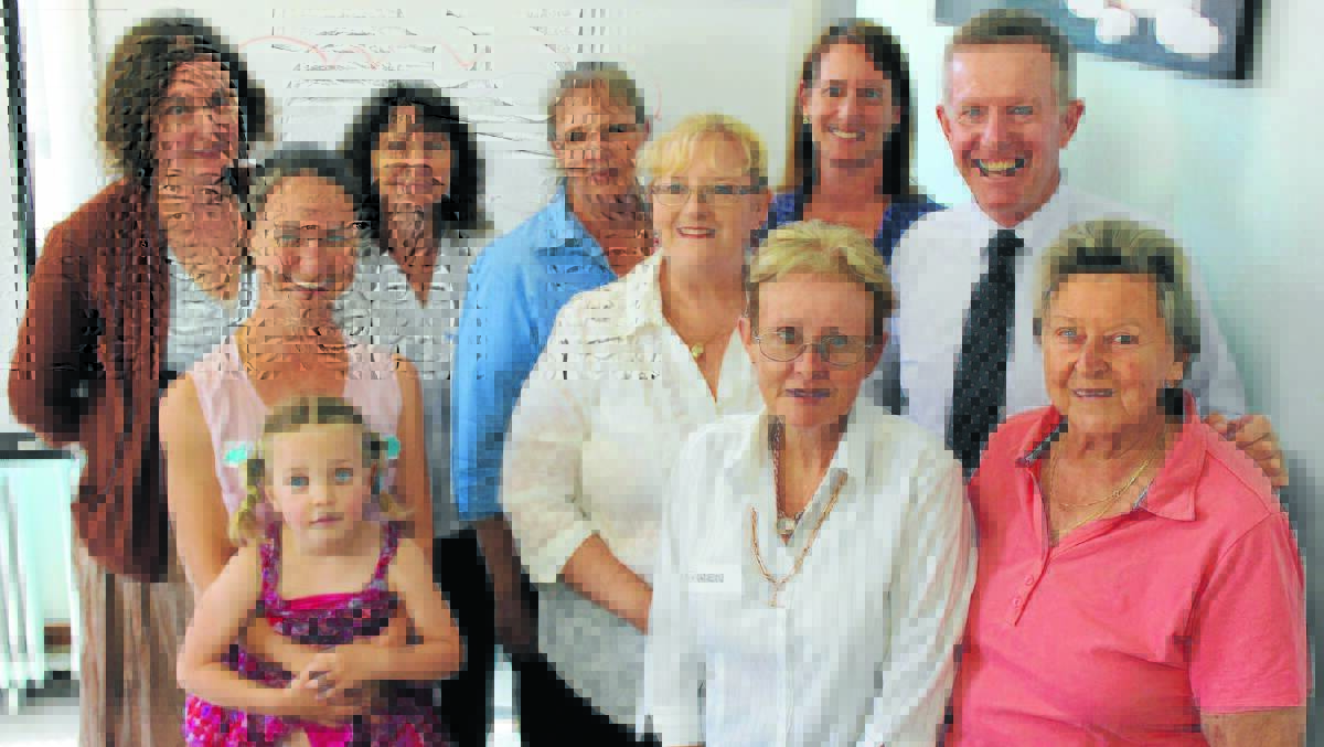(From back row) Ellen Bishoff, Heather Notson, Michelle Adams, social worker for Mudgee Community Health Service Catherine Bourke, Simone and Caitlin Holleman, Tina Young, Gwen Odgers, Parkes MP Mark Coulton and Josie McLarty discuss the National Disability Insurance Scheme.