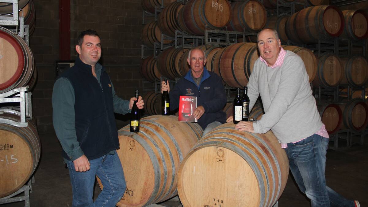 Jacob and Drew Stein from Robert Stein Winery and Tim Stevens from Huntington Estate with their five star status wines.  Both wineries were named as red five star wineries in the 2016 James Halliday Wine Companion.