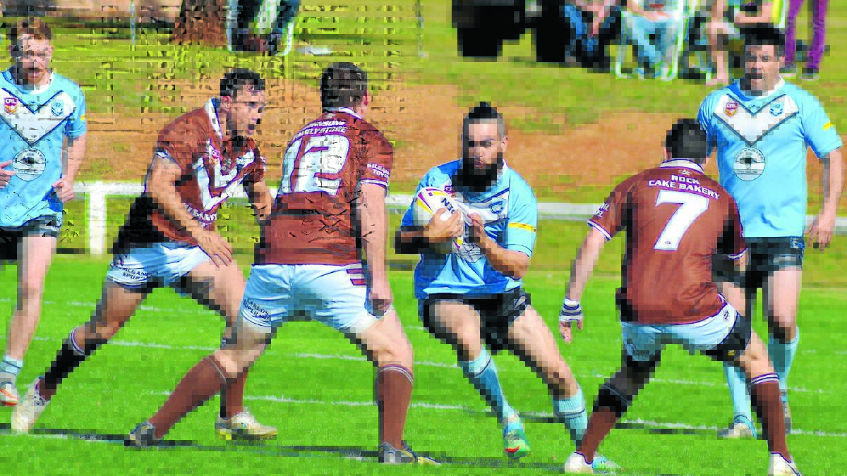 Brendan Carter – pictured playing in the 2015 grand final – scored four tries for the Gulgong Terriers last Sunday to help his side win the grand final rematch against Gilgandra Panthers in Gilgandra.
