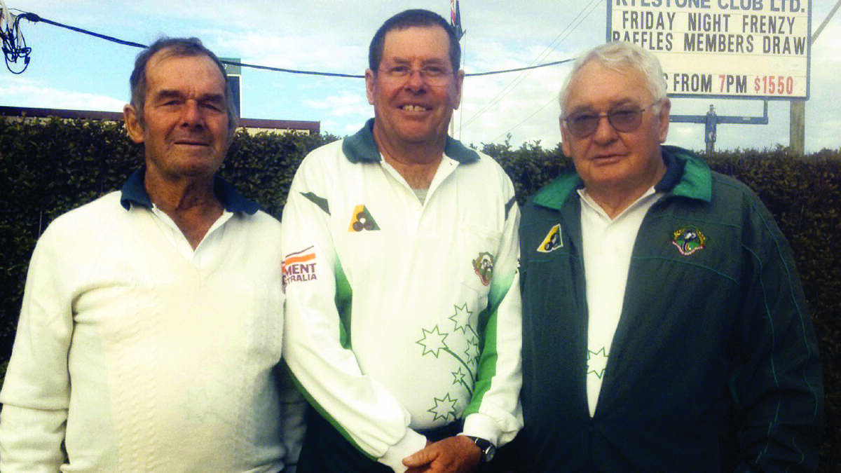 THREE UP: Allan Wales, Peter Farrell and Jim Ford are the new triples champs.